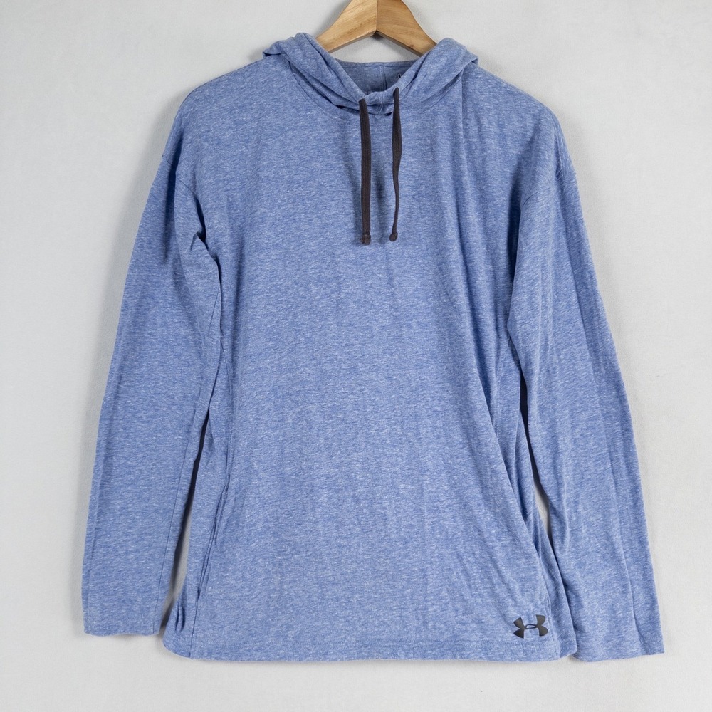 Under Armour HeatGear Top Women Small Blue Hooded Loose Fit Long Sleeve Pullover